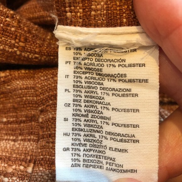 H&M Tweed Retro Mocha Brown Ruffle Front Shift Dress - Picture 7 of 7